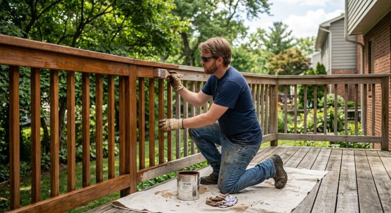 Wood Handrail Staining in Waco, TX